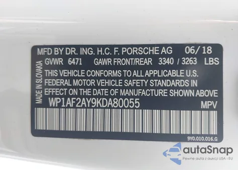 2019 Porsche Cayenne Turbo z USA, uszkodzony, nr VIN WP1AF2AY9KDA80055